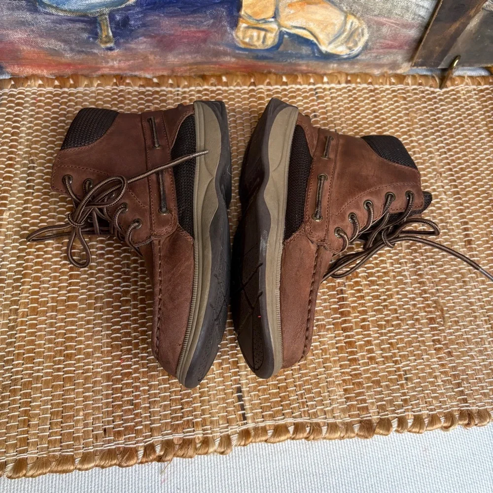 Sperry Lanyard Boots in Brown Boys' Size 3M Leather Lace Up Moc Toe